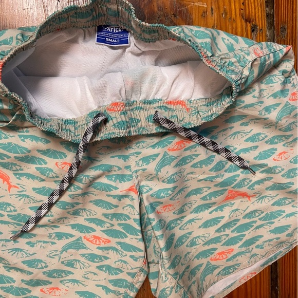 AFTCO Men's Boatbar Swim Trunks Size S Grey Teal Orange Beach Swim Boat Spring - Picture 6 of 12